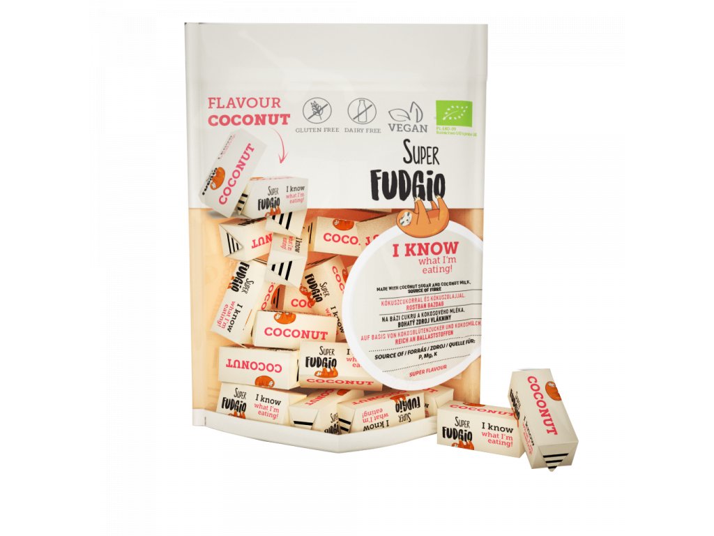 Zobrazit detail výrobku Super Fudgio Veganské karamely - kokos BIO 150 g + 2 měsíce na vrácení zboží