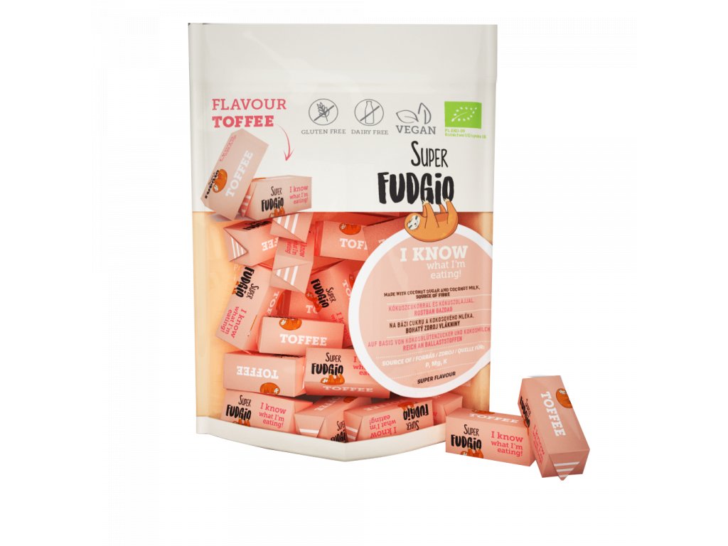 Zobrazit detail výrobku Super Fudgio Veganské karamely - toffee BIO 150 g + 2 měsíce na vrácení zboží