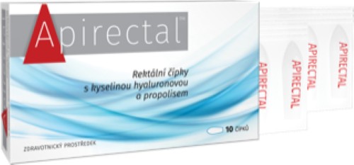 Apirectal Rektální čípky s kyselinou hyaluronovou a propolisem 10 ks