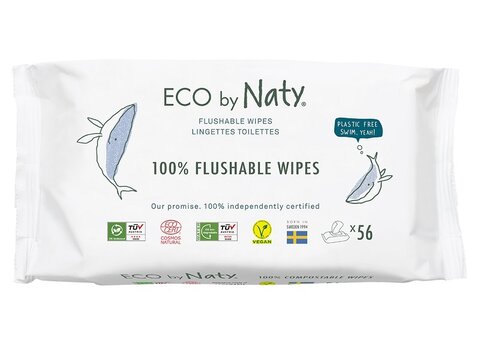 Zobrazit detail výrobku Eco by Naty Vlhčené splachovatelné ubrousky bez vůně ECO 56 ks