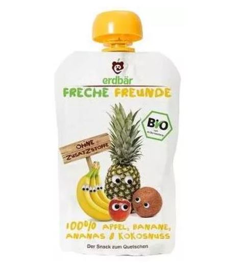 Freche Freunde Ovocná kapsička jablko, banán, ananas a kokos BIO 100 g