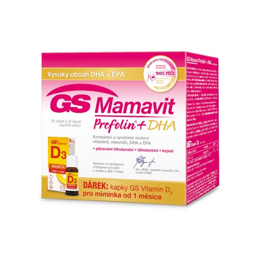 GreenSwan GS Mamavit Prefolin+DHA 30 tablet a 30 kapslí + dárek Kapky GS Vitamin D3