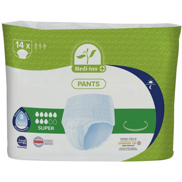 Zobrazit detail výrobku Medi-Inn Inkontinenční kalhotky Super 8 kapek, 14 ks S (65 - 90 cm) + 2 měsíce na vrácení zboží