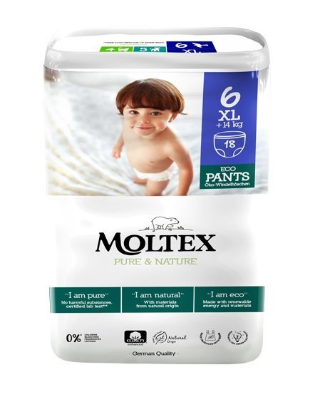 Zobrazit detail výrobku Moltex Pure & Nature Natahovací plenkové kalhotky XL +14 kg 18 ks