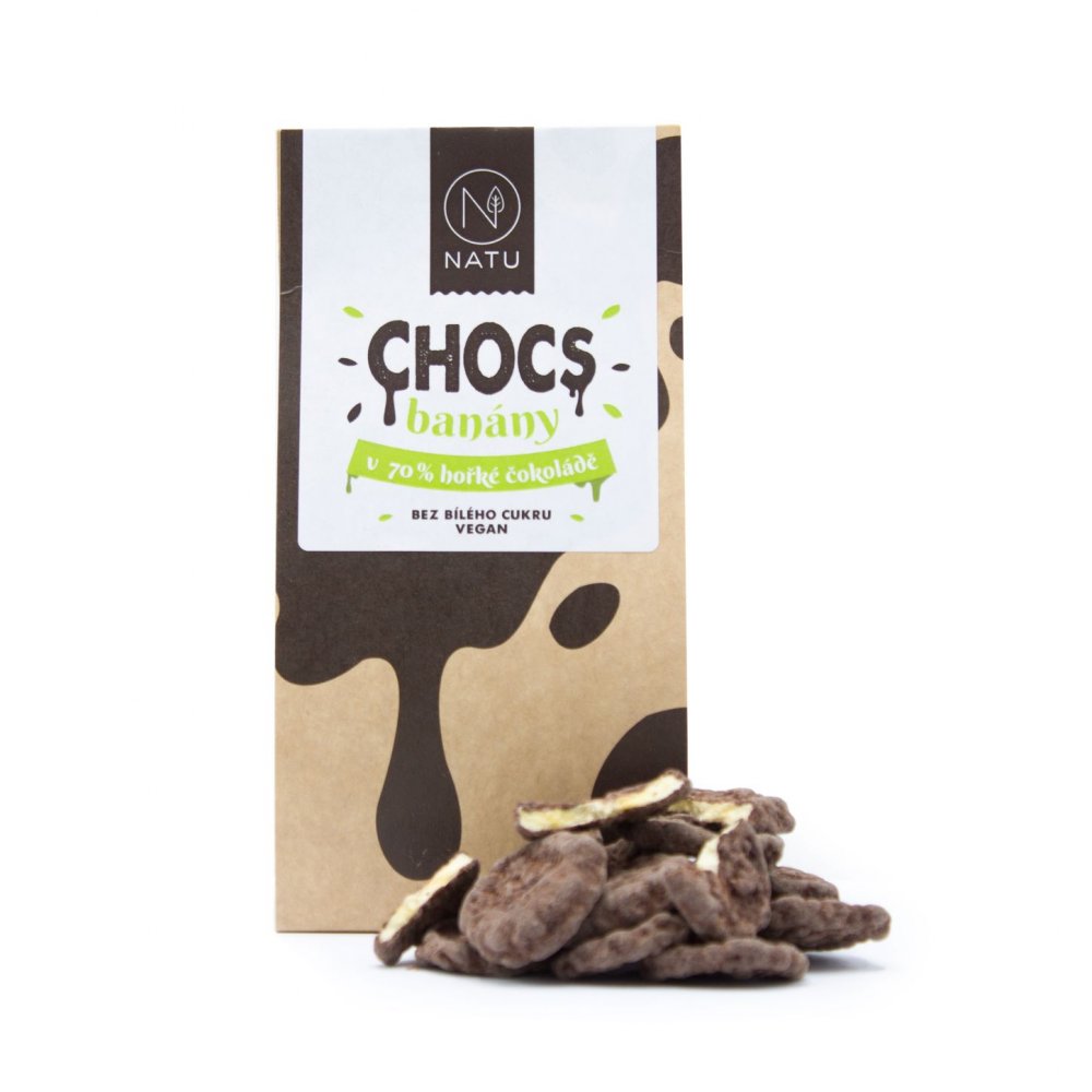 Zobrazit detail výrobku Natu Chocs Banány v 70% hořké čokoládě 100 g + 2 měsíce na vrácení zboží