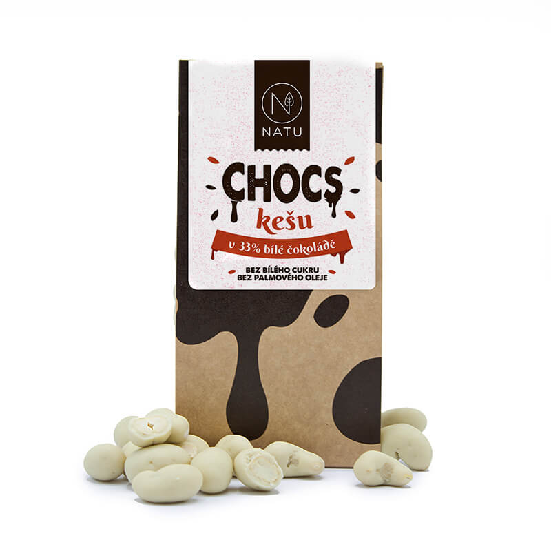 Zobrazit detail výrobku Natu Chocs Kešu v 33% bílé čokoládě 190 g