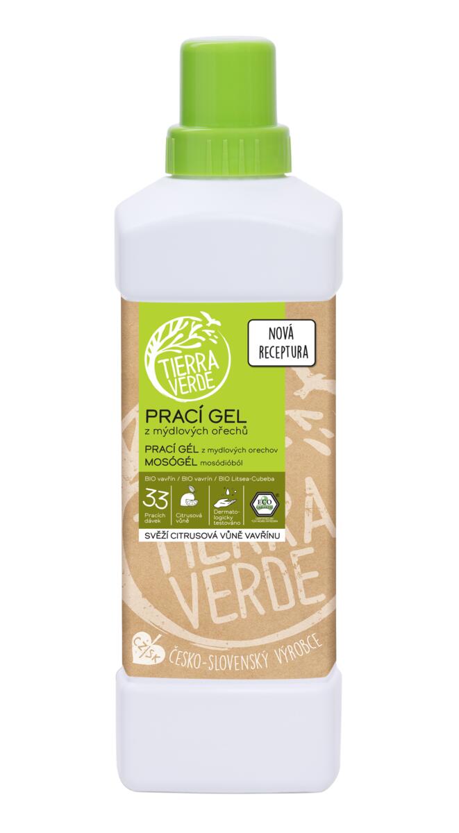 Tierra Verde Prací gel z mýdlových ořechů se silicí vavřínu kubébového 1 l