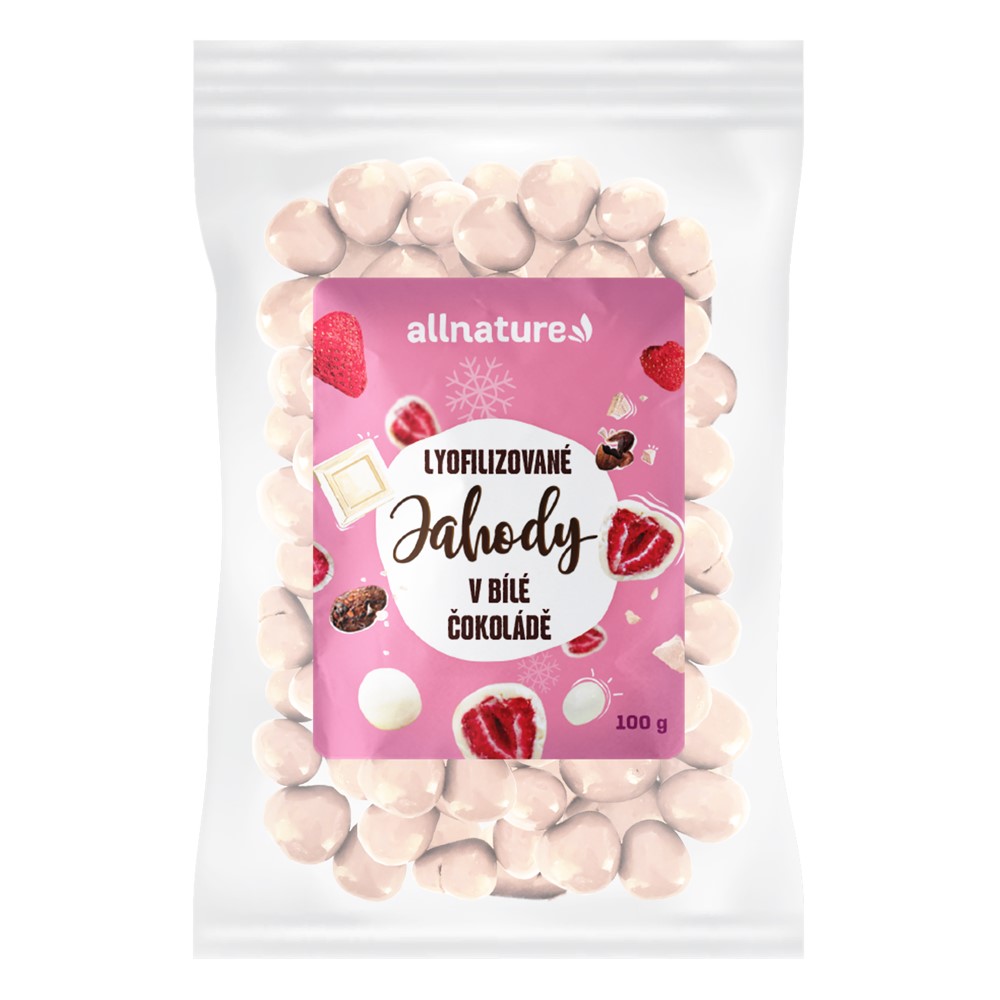 Zobrazit detail výrobku Allnature Mrazem sušené jahody v bílé čokoládě 100 g