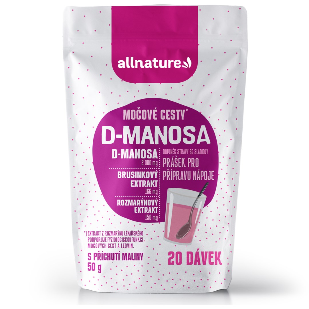 Zobrazit detail výrobku Allnature D-Manosa s brusinkovým extraktem - příchuť malina 50 g