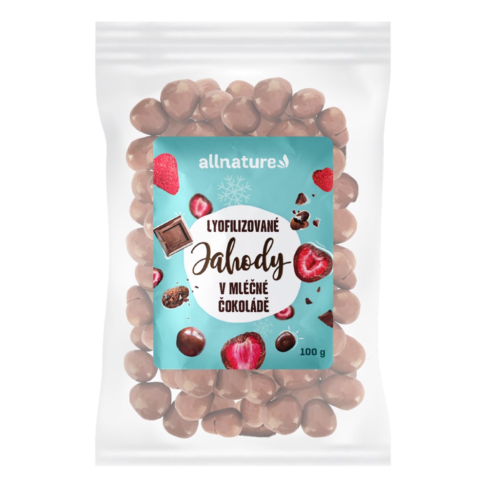 Zobrazit detail výrobku Allnature Mrazem sušené jahody v mléčné čokoládě 100 g