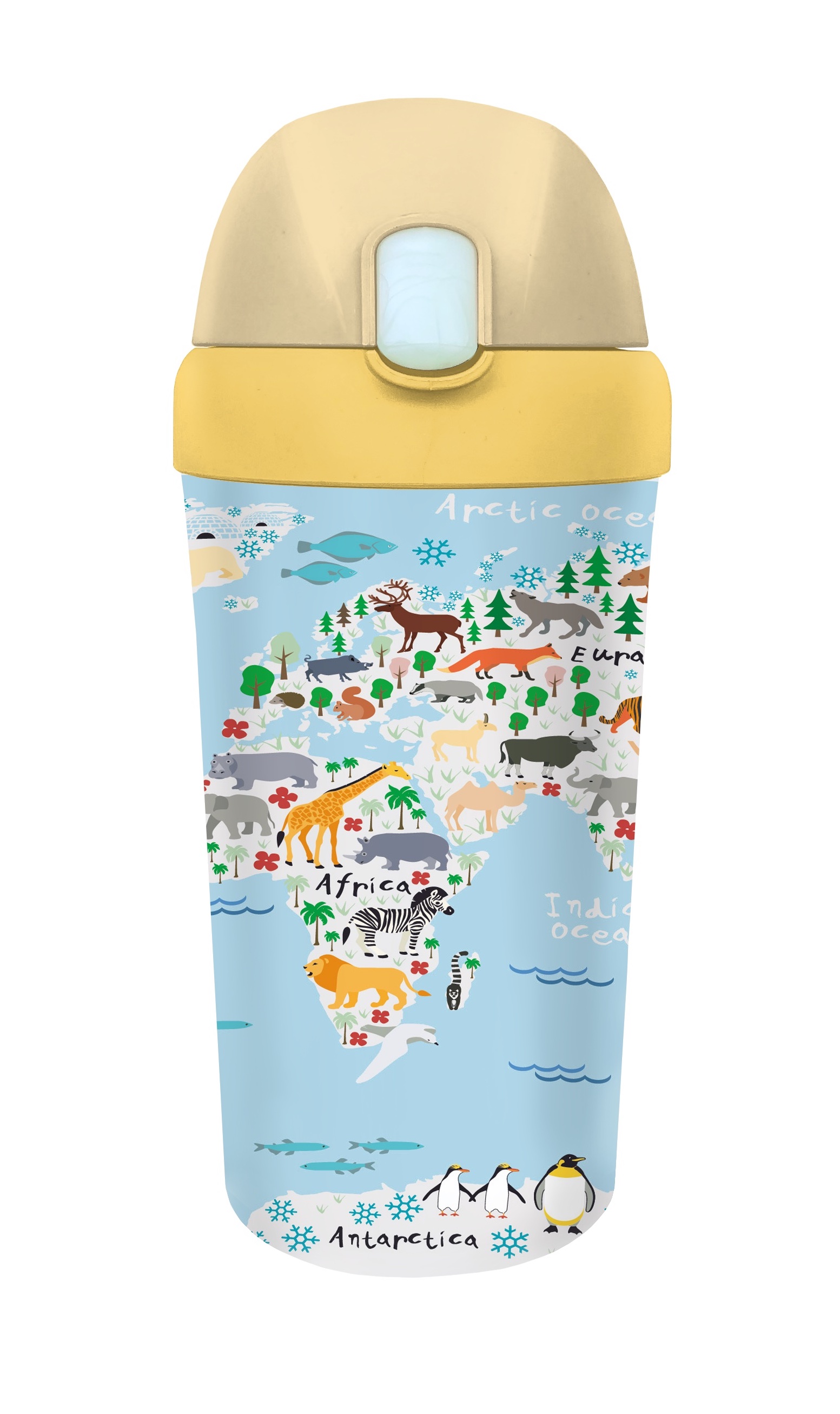 Zobrazit detail výrobku Bioloco Dětská láhev s brčkem Zvířecí svět 400 ml