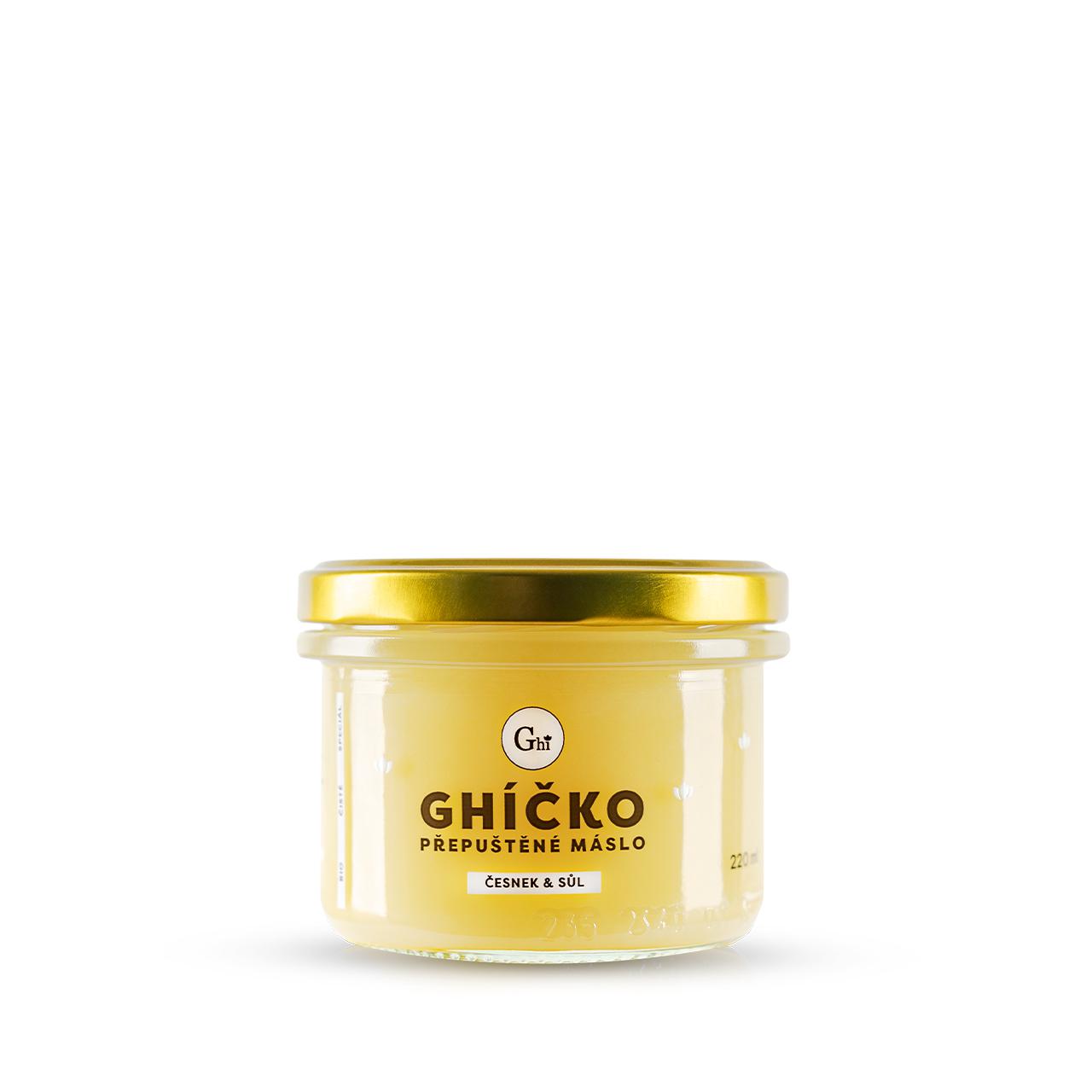 Zobrazit detail výrobku České ghíčko Přepuštěné máslo ghí česnek a sůl 220 ml Zobrazit detail výrobku České ghíčko Přepuštěné máslo ghí česnek a sůl 220 ml