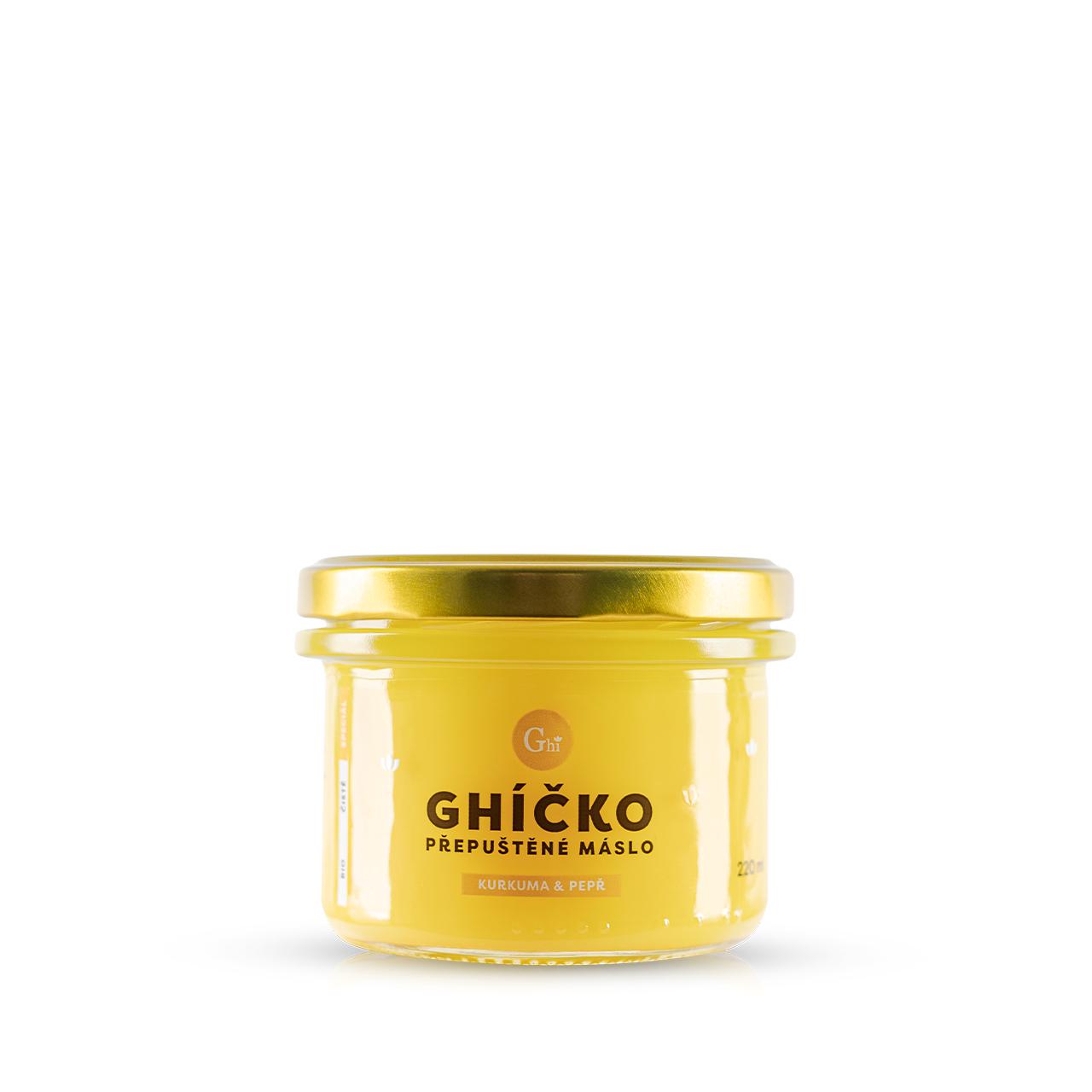 Zobrazit detail výrobku České ghíčko Přepuštěné máslo ghí kurkuma a pepř 220 ml Zobrazit detail výrobku České ghíčko Přepuštěné máslo ghí kurkuma a pepř 220 ml