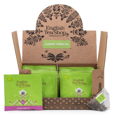 Zobrazit detail výrobku English Tea Shop Zelený čaj s jasmínem - sypaný čaj v pyramidce BIO 50 ks