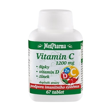 Zobrazit detail výrobku MedPharma Vitamin C 1200 mg - šípky, vitamin D, zinek - 67 tbl.