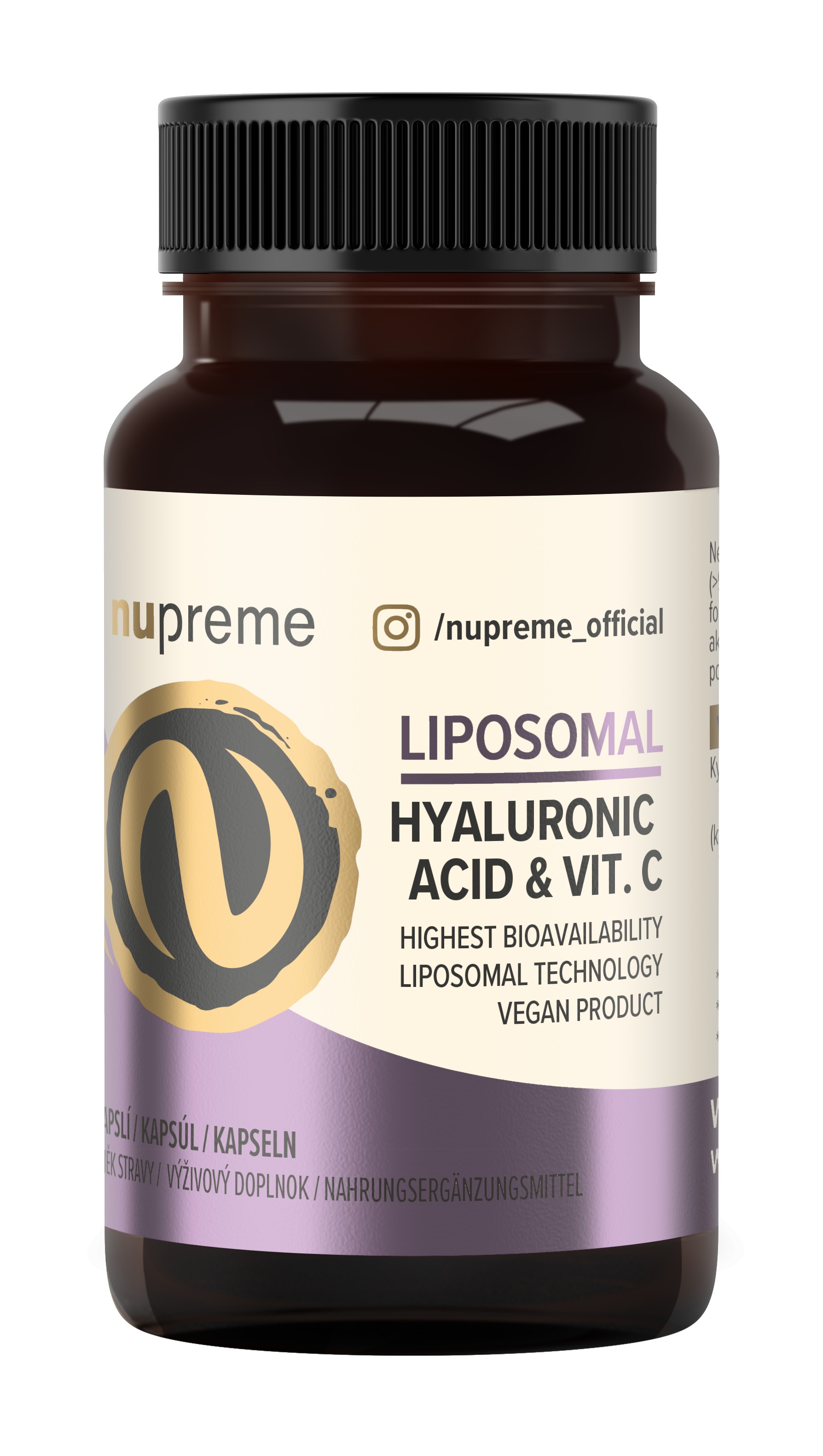 Zobrazit detail výrobku Nupreme Liposomal kyselina hyaluronová + vit. C 30 kapslí