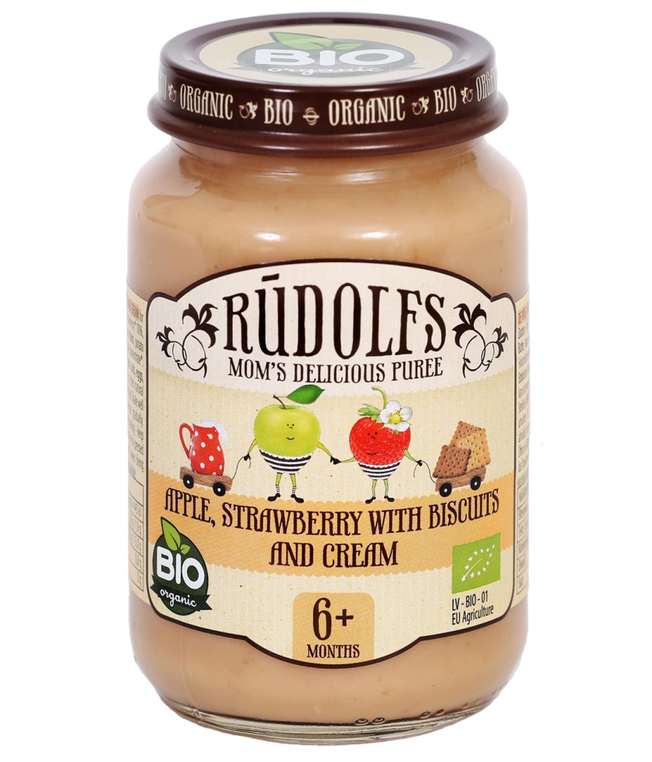 Zobrazit detail výrobku Rudolfs Jablko, jahody, sušenky, smetana 190 g
