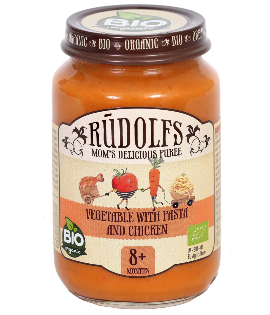 Zobrazit detail výrobku Rudolfs Zelenina s těstovinami a kuřecím masem BIO 190 g