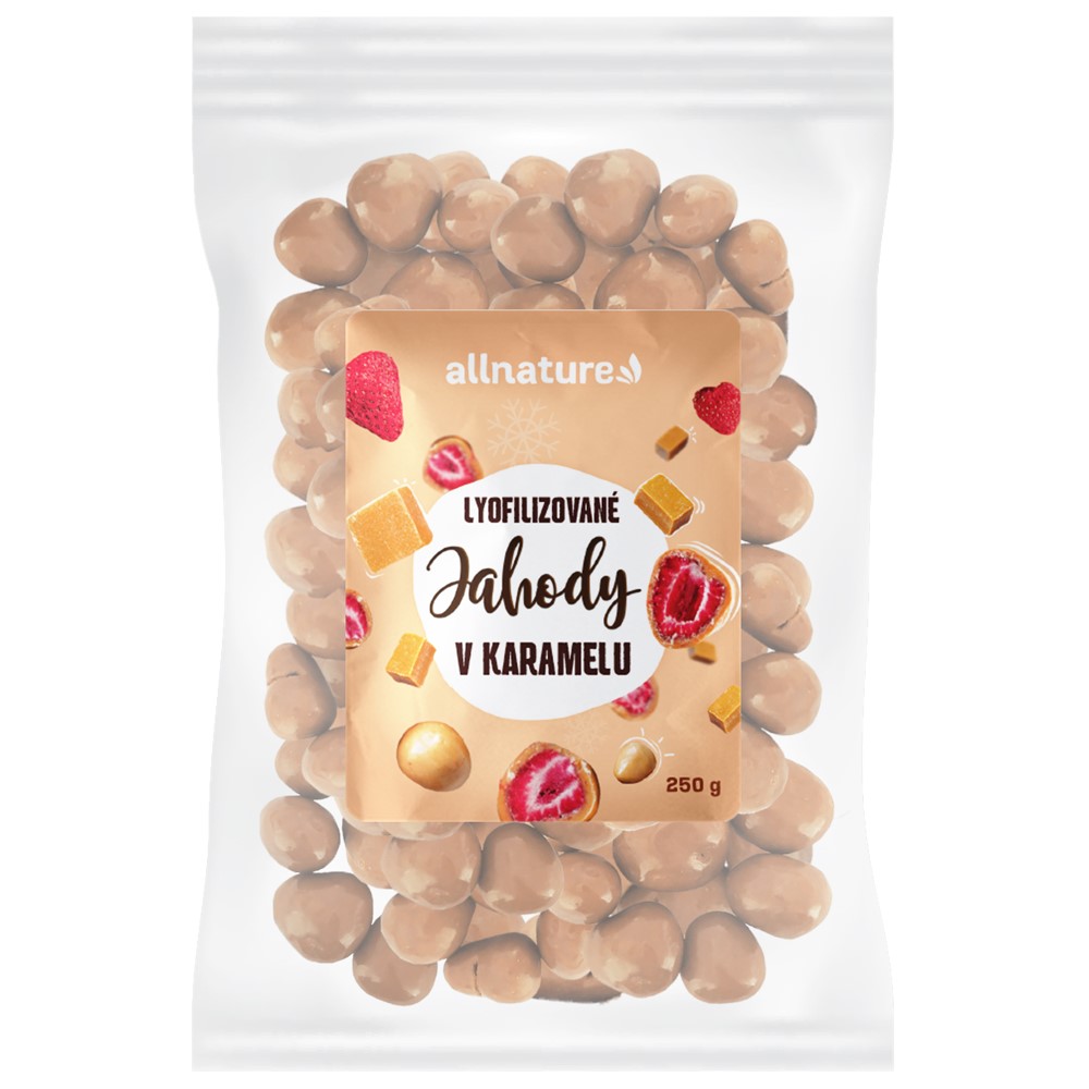 Zobrazit detail výrobku Allnature Mrazem sušené jahody v karamelu 250 g Zobrazit detail výrobku Allnature Mrazem sušené jahody v karamelu 250 g