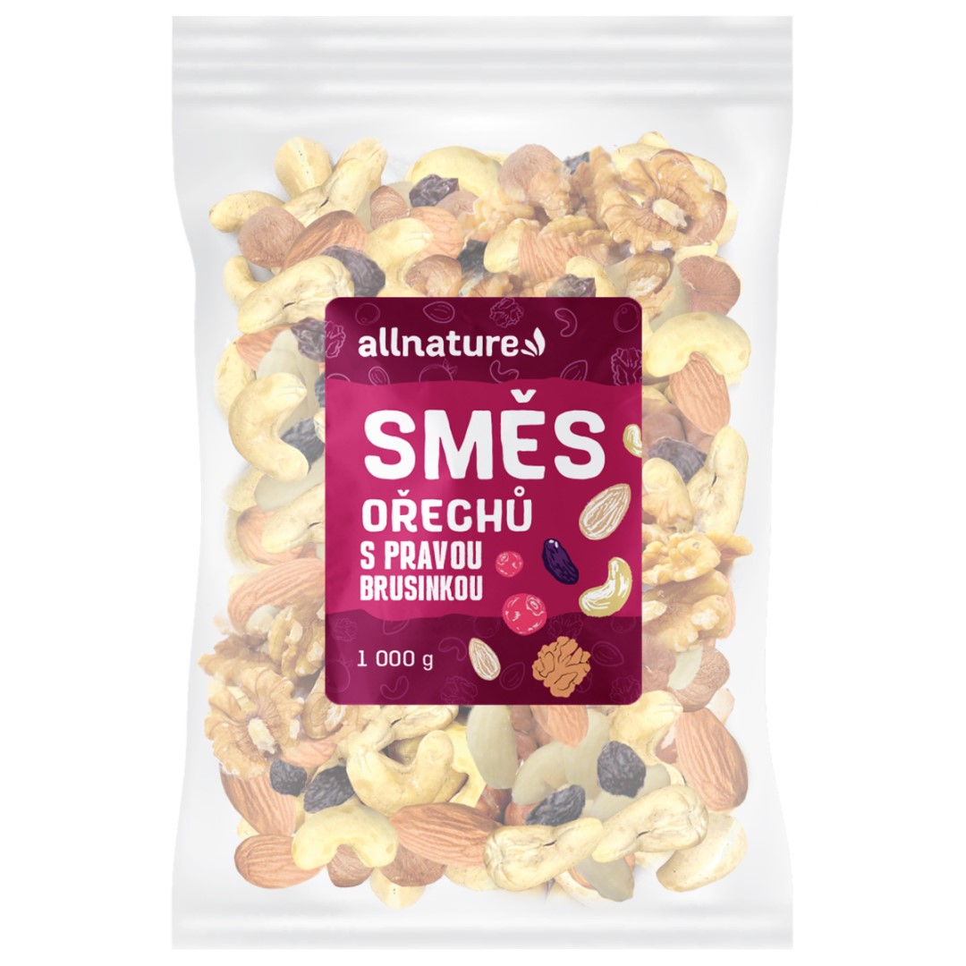 Zobrazit detail výrobku Allnature Směs ořechů s pravou brusinkou 1000 g