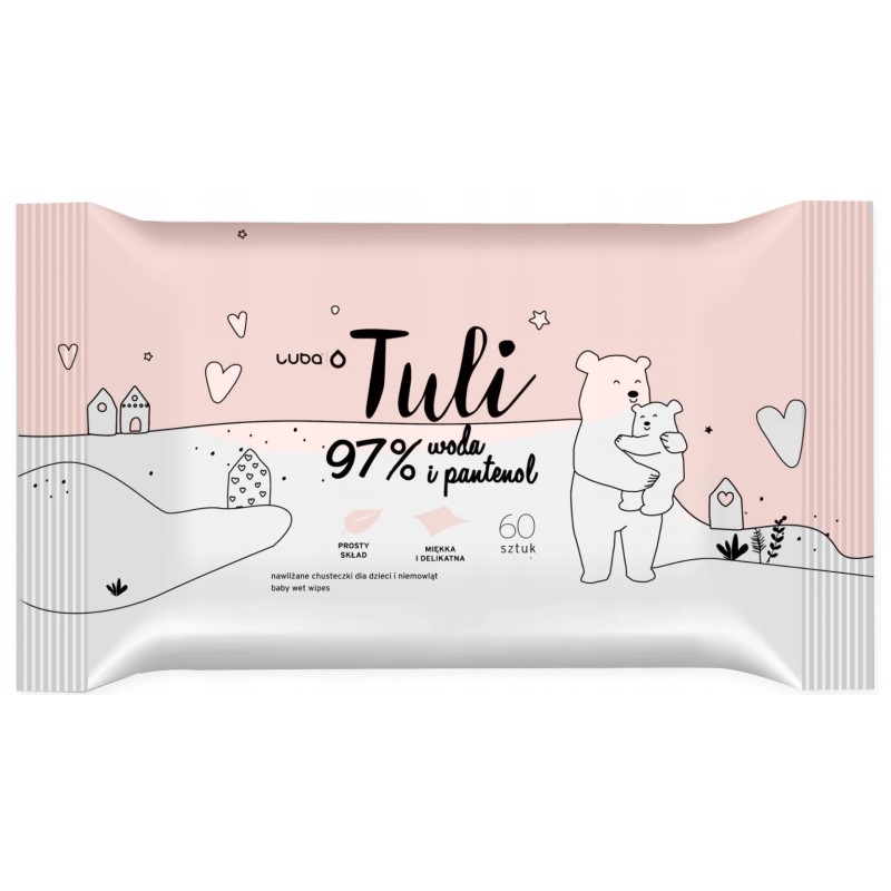 LUBA Tuli dětské vlhčené ubrousky s 97 % vody a panthenolem 60 ks