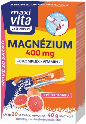 Zobrazit detail výrobku Maxi Vita Magnézium 400 mg + B komplex + Vitamín C 20 sáčků