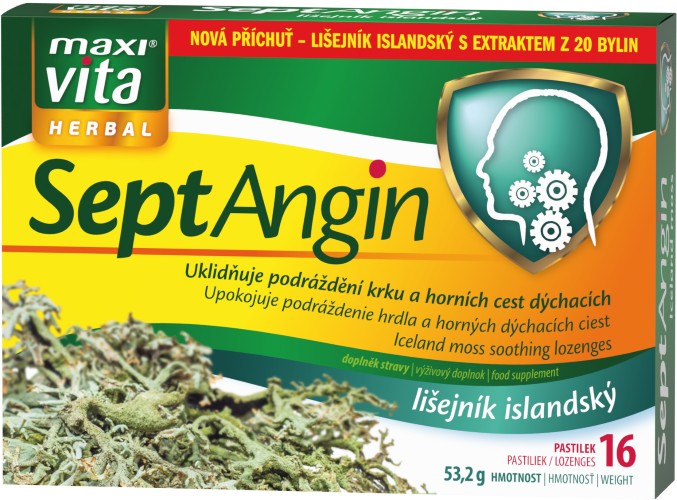 Zobrazit detail výrobku Maxi Vita SeptAngin lišejník islandský, lékořice 16 pastilek