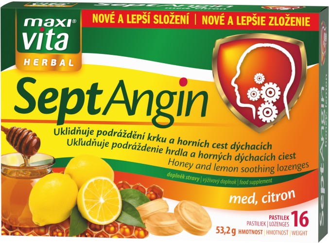 Zobrazit detail výrobku Maxi Vita SeptAngin med, citron 16 pastilek