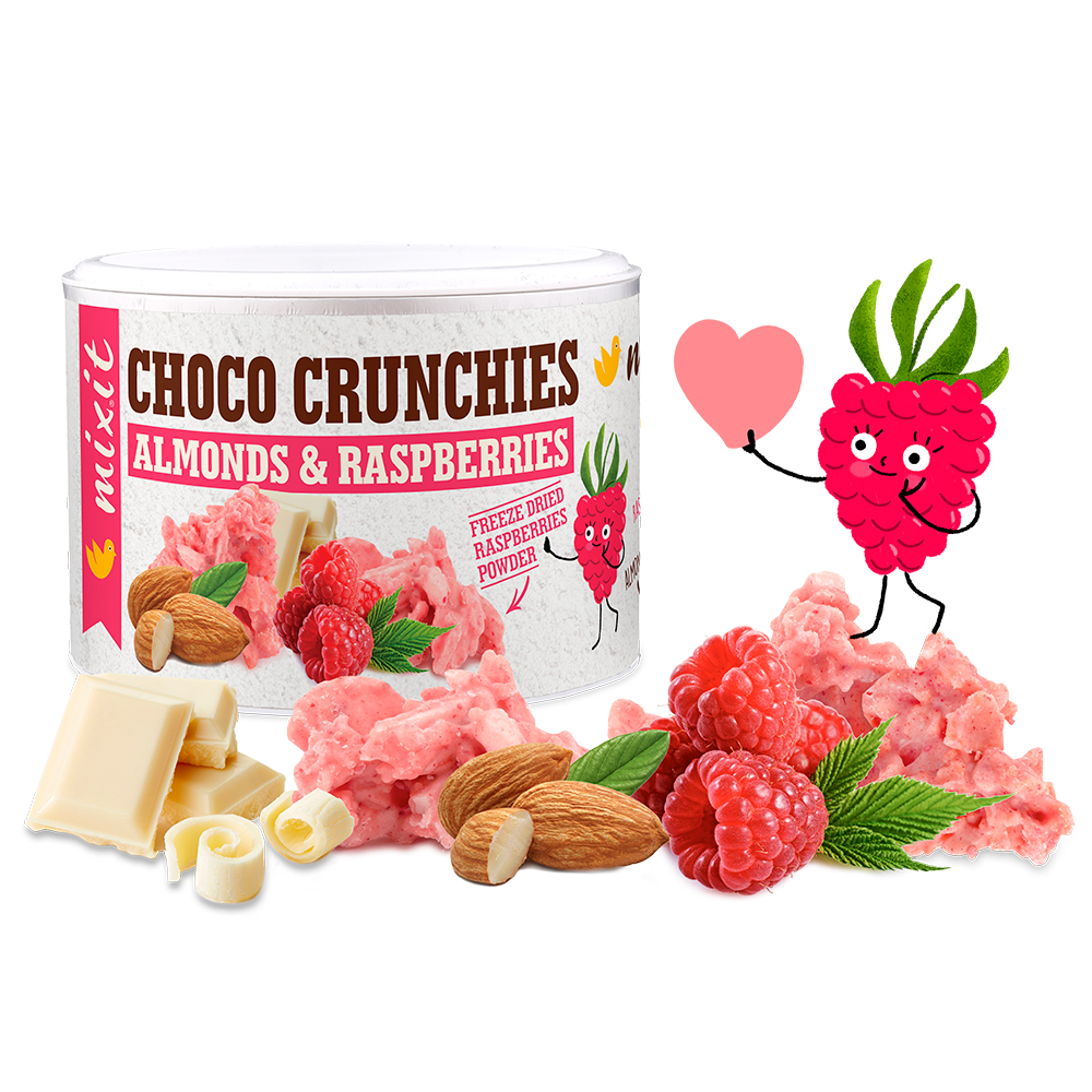 Zobrazit detail výrobku Mixit Crunchies - Malinové čokohrudky s mandlemi 140 g