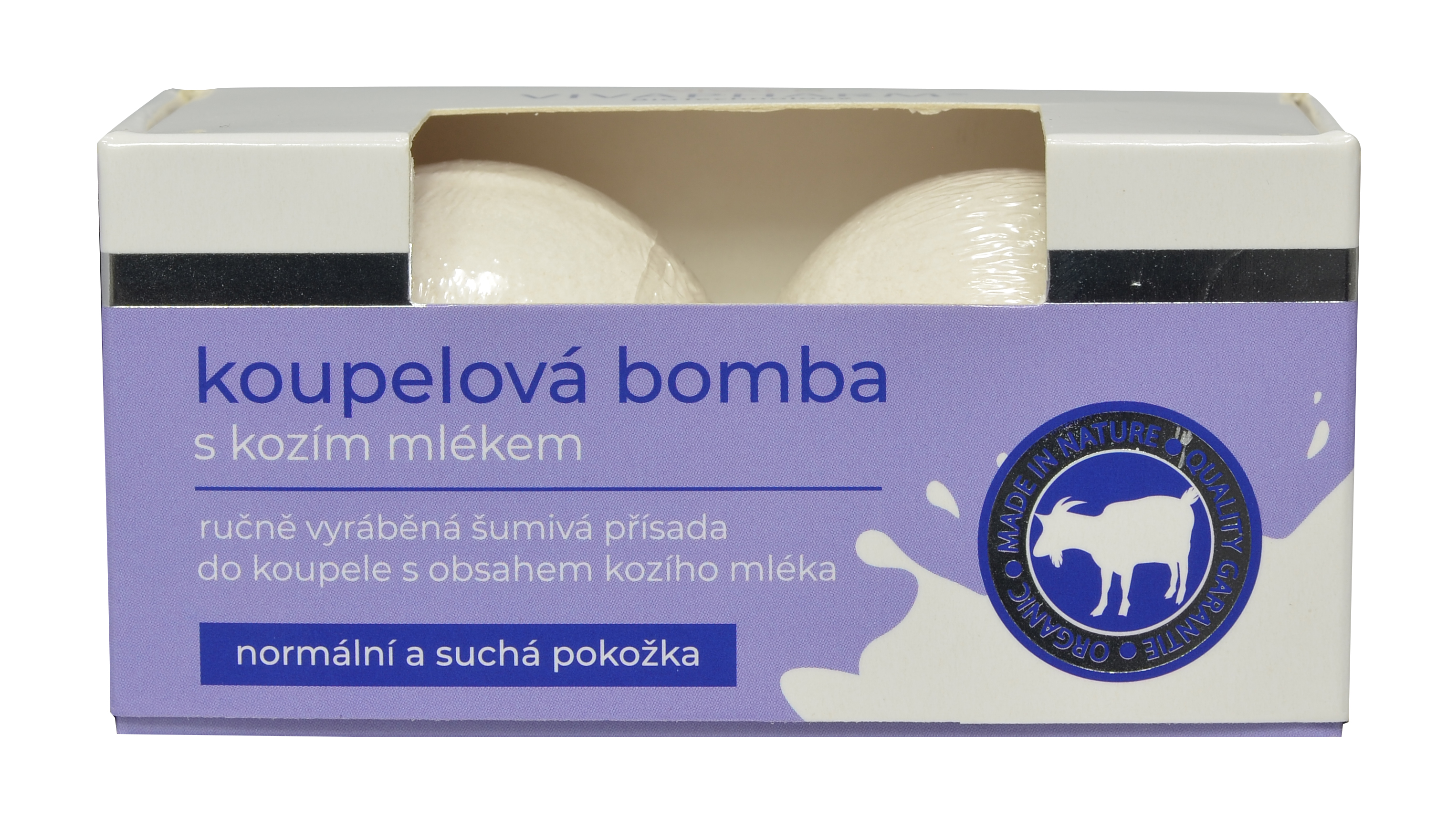 Vivaco Sada - Šumivé koupelové bomby s kozím mlékem 2 x 75g