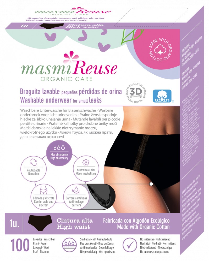 Zobrazit detail výrobku Masmi Inkontinenční kalhotky z BIO bavlny - vysoký pas 1 ks XL
