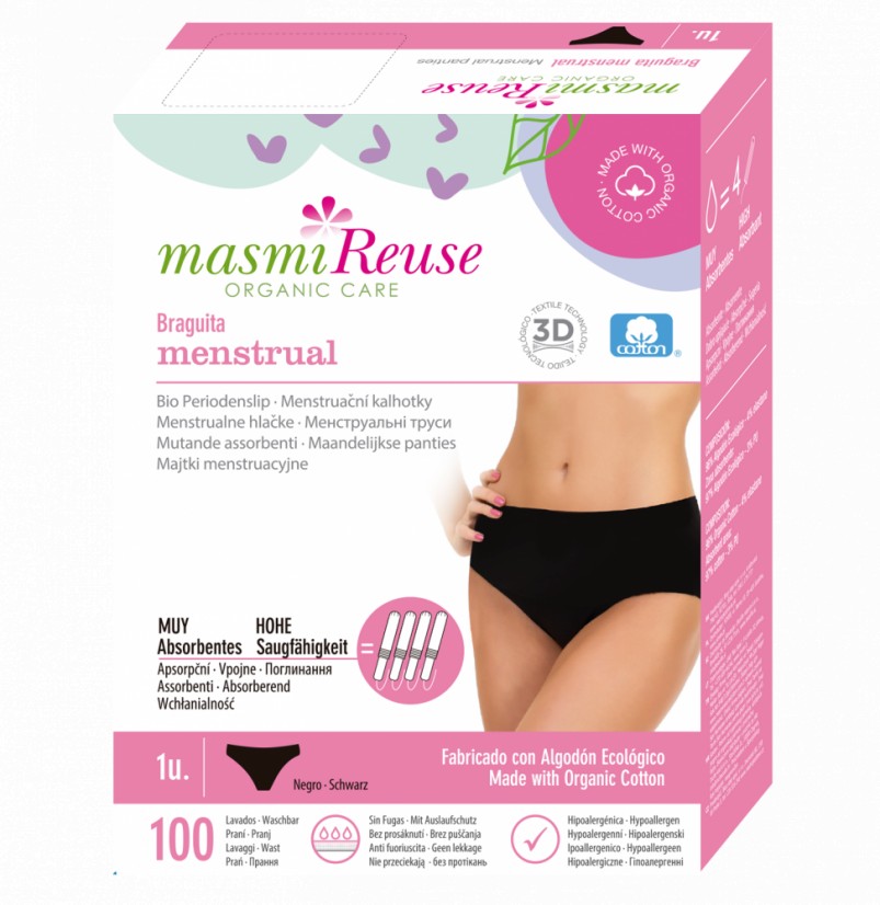 Masmi Menstruační kalhotky z BIO bavlny - klasický střih 1 ks XL