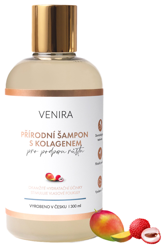 Zobrazit detail výrobku Venira Přírodní šampon s kolagenem pro podporu růstu mango-liči 300 ml