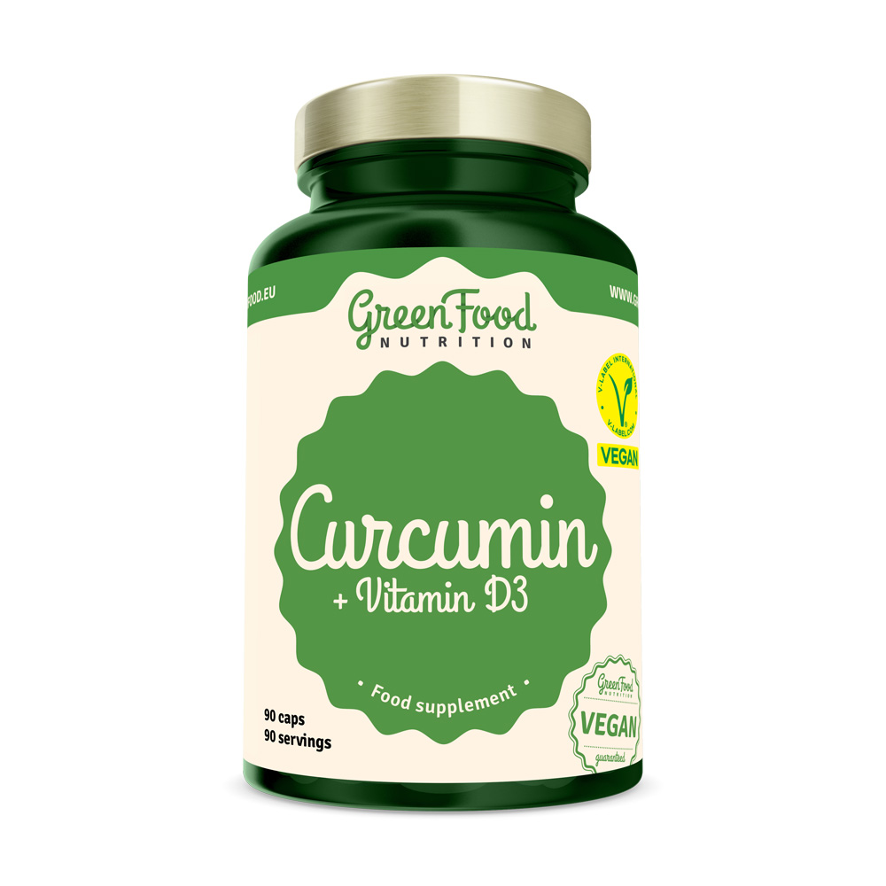 GreenFood Curcuma + Vitamín D3 90 kapsúl