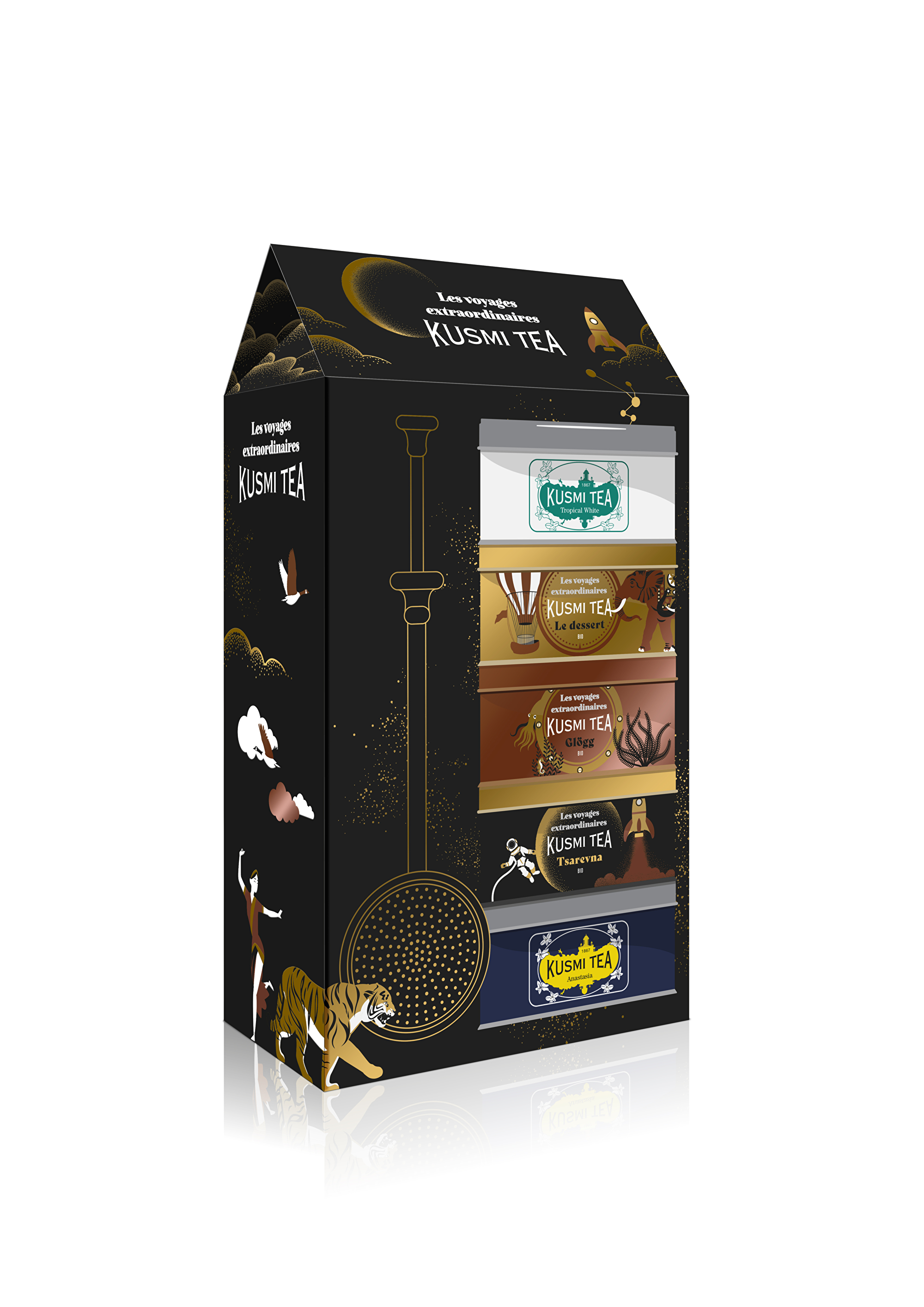 Kusmi Tea Organic Vianočný darčekový set 2025 - 5 miniatúr so sitkom 101 g