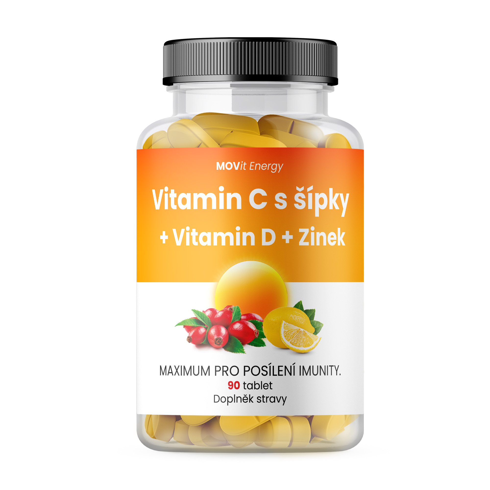 MOVit Energy Vitamín C 1200 mg s šípky + Vitamin D + Zinek PREMIUM 90 tablet