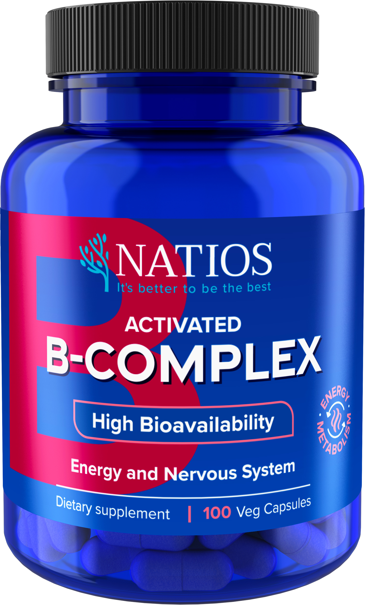 Natios Activated B-Complex - Aktivní formy vitamínů B 100 veganských kapslí