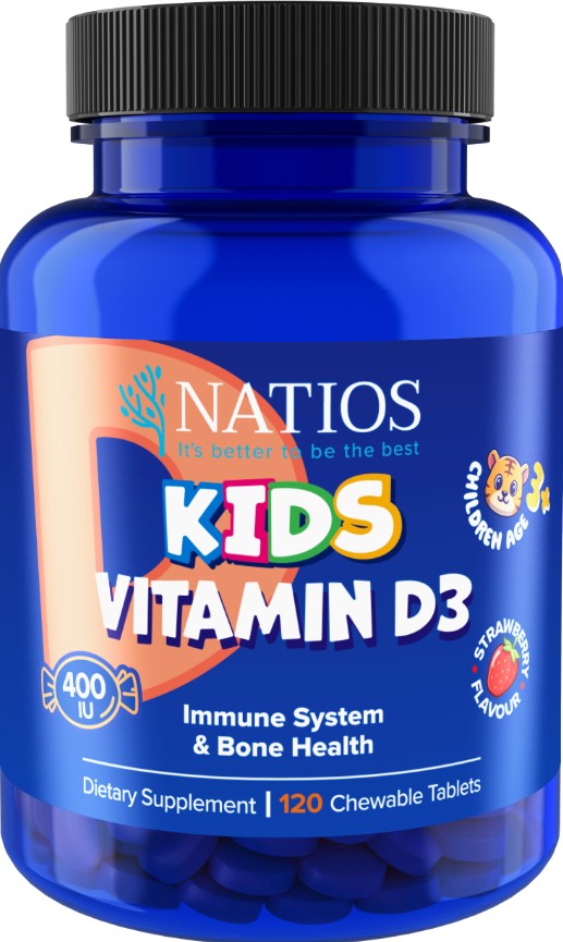 Natios Kids Vitamín D3 400 IU 120 jahodových tabletiek