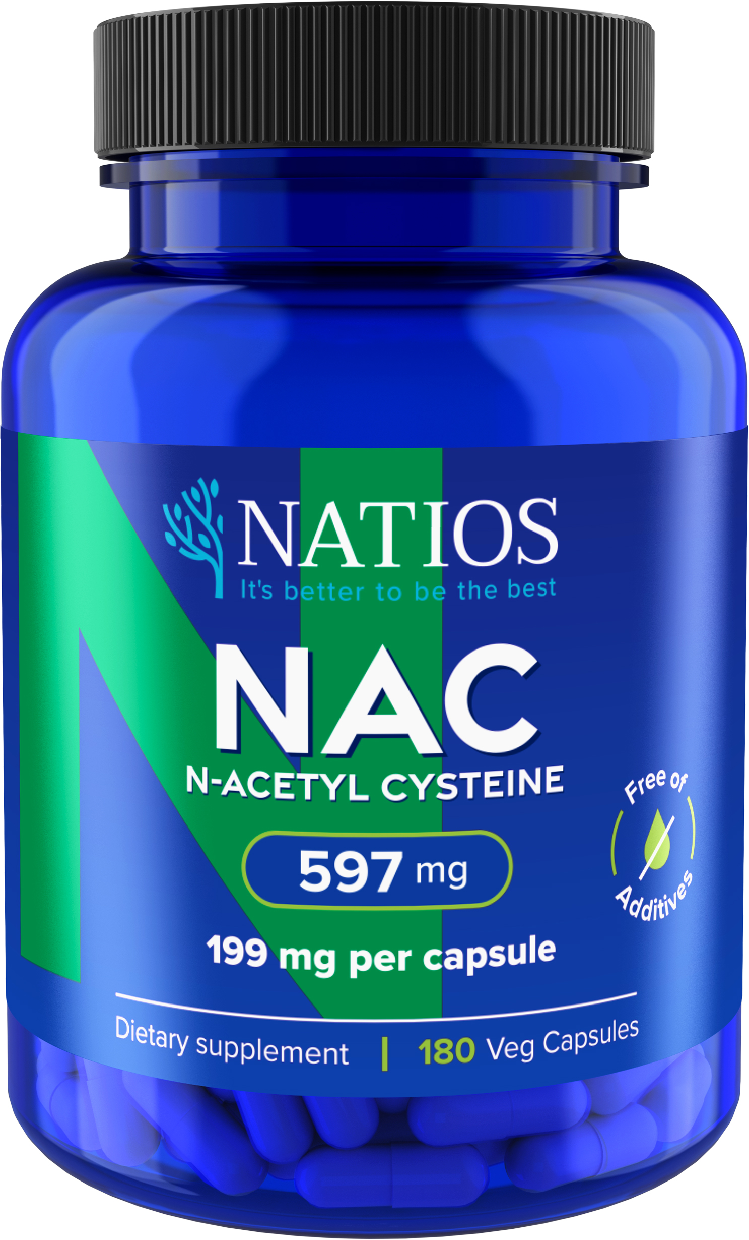 Natios N-Acetyl Cysteine, NAC 199 mg 180 vegánskych kapsúl