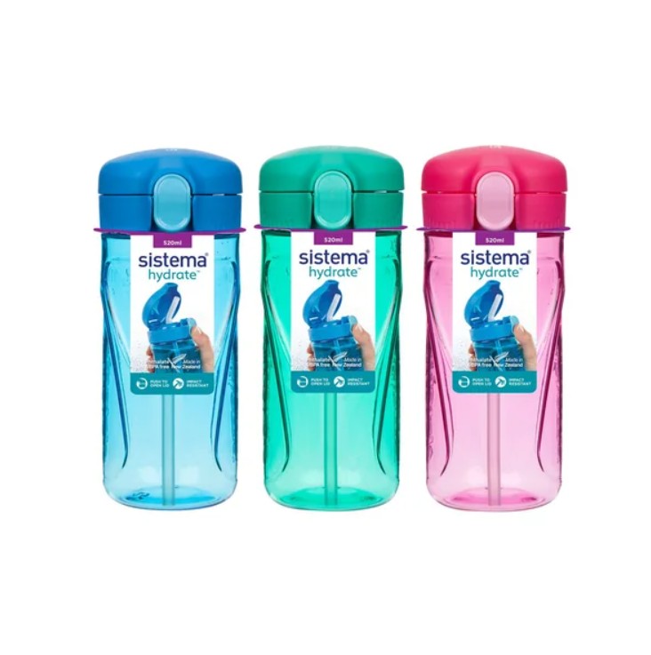 Levně Sistema Láhev s brčkem Hydrate Quick Flip Top 520 ml Mix