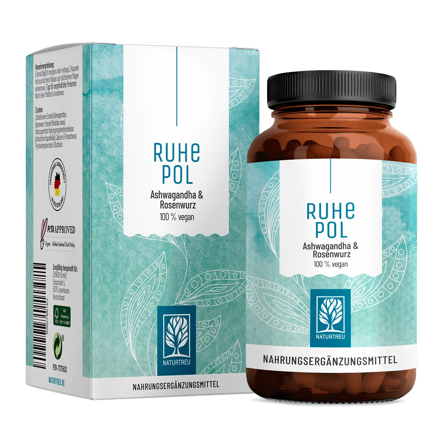Naturtreu Ashwagandha a Rhodiola rosea pre pokojnú dušu 120 vegan kapsúl