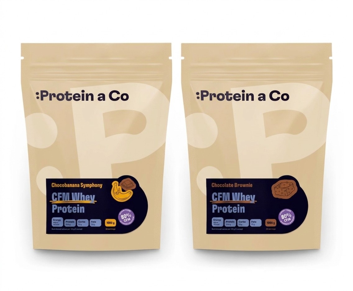 Protein a Co CFM Whey Protein 80 - Chocobanana Symphony a Chocolate Brownie 1 + 1 kg