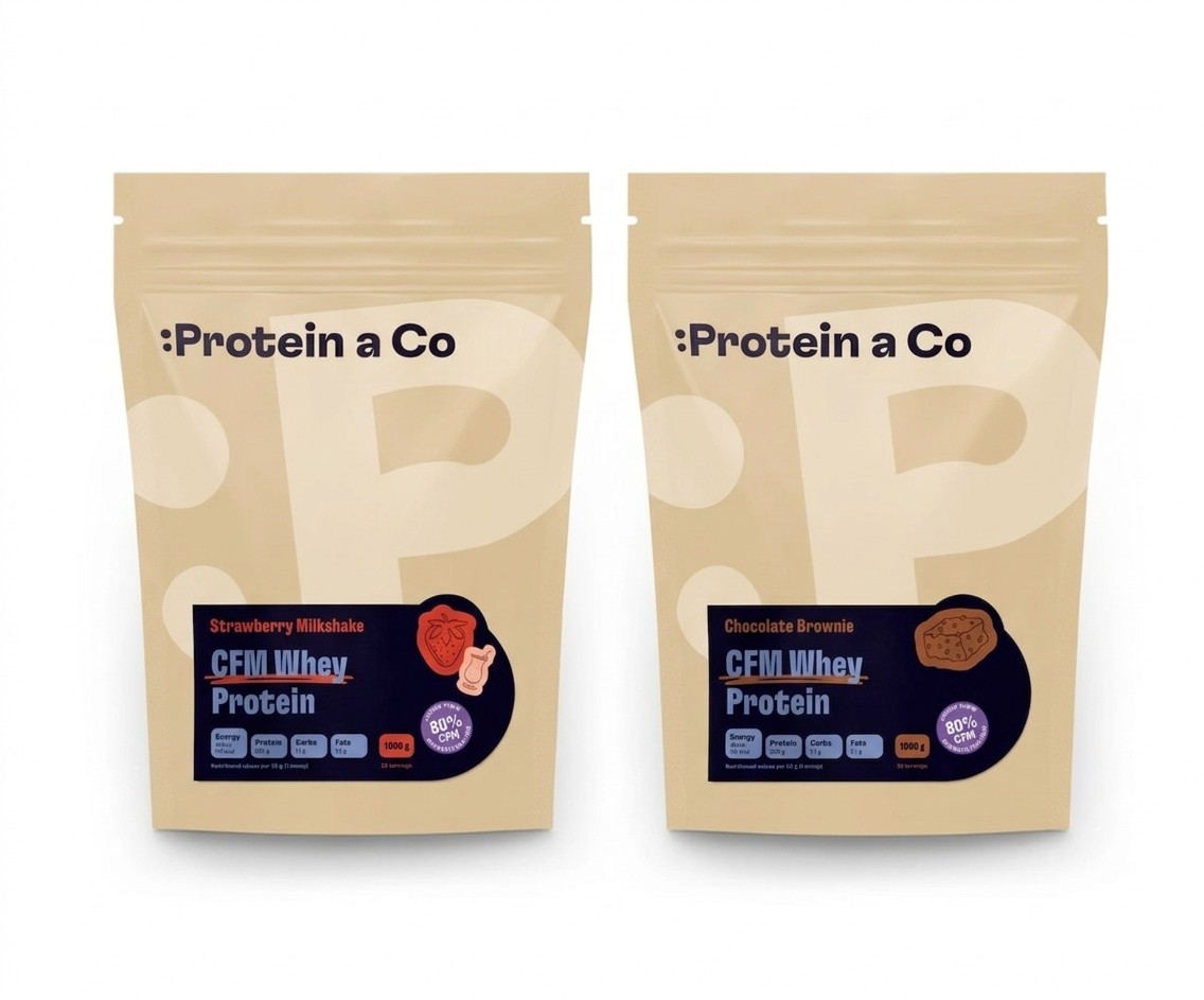 Protein a Co CFM Whey Protein 80 Strawberry Milkshake a Chocolate Brownie 1 + 1 kg