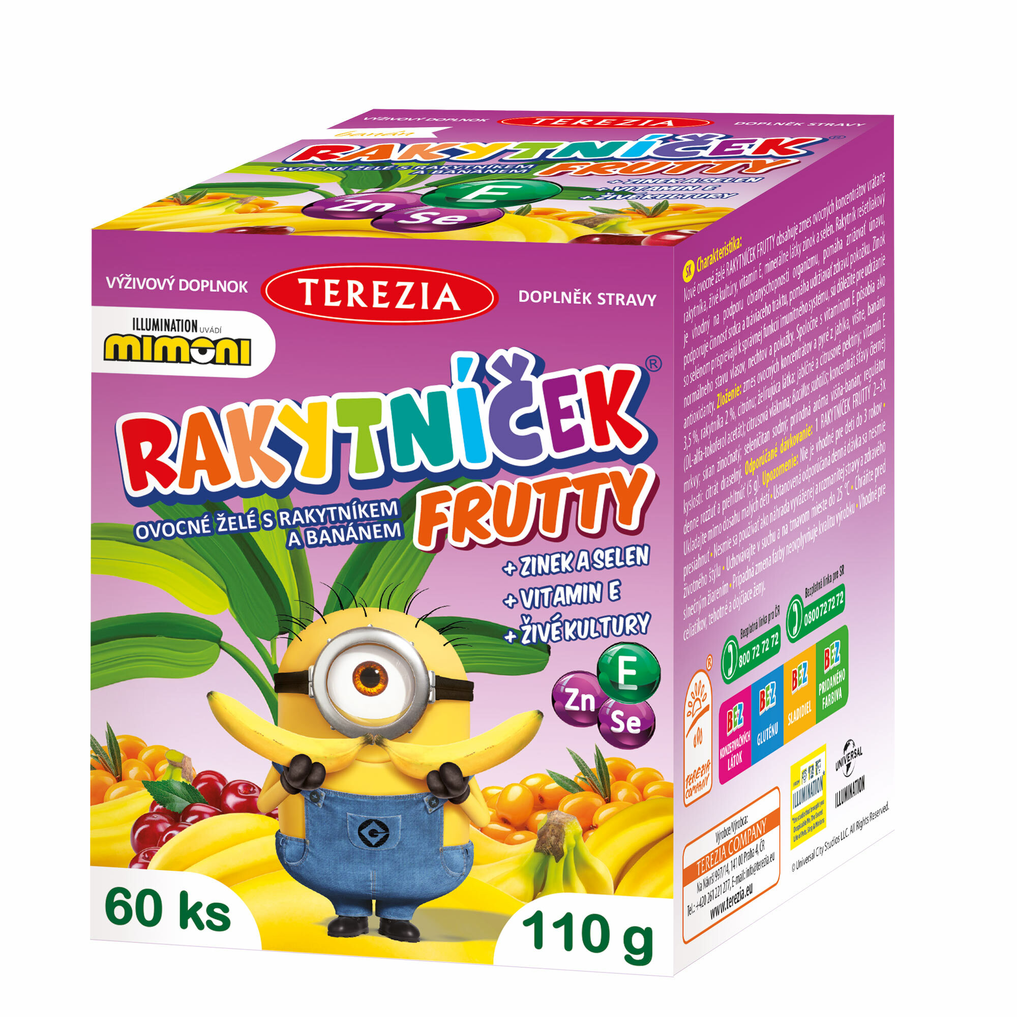 Terezia Company Rakytníček Frutty želatínky+Zn+Se+Vitamín E Mimoni 60 kusov
