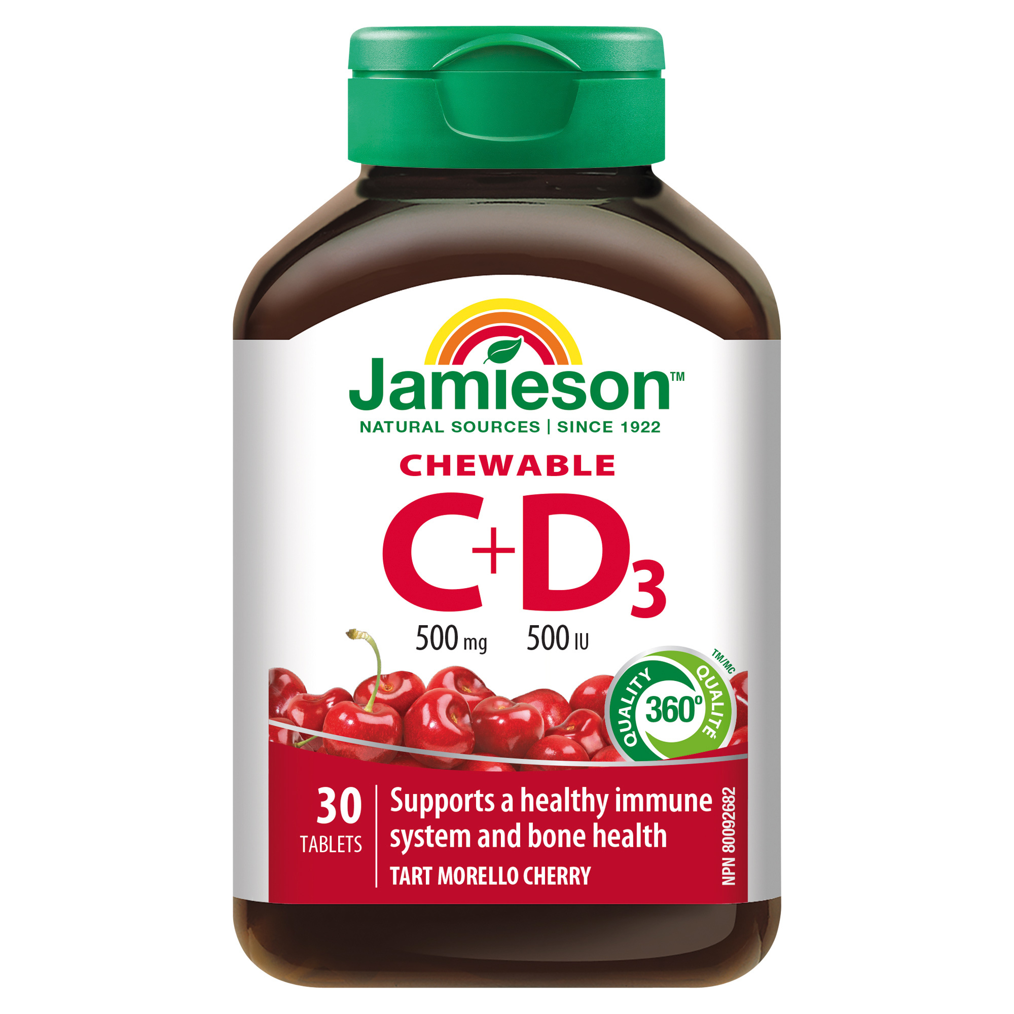 Jamieson Vitamíny C a D3 500 mg/500 IU - Višeň 30 tablet