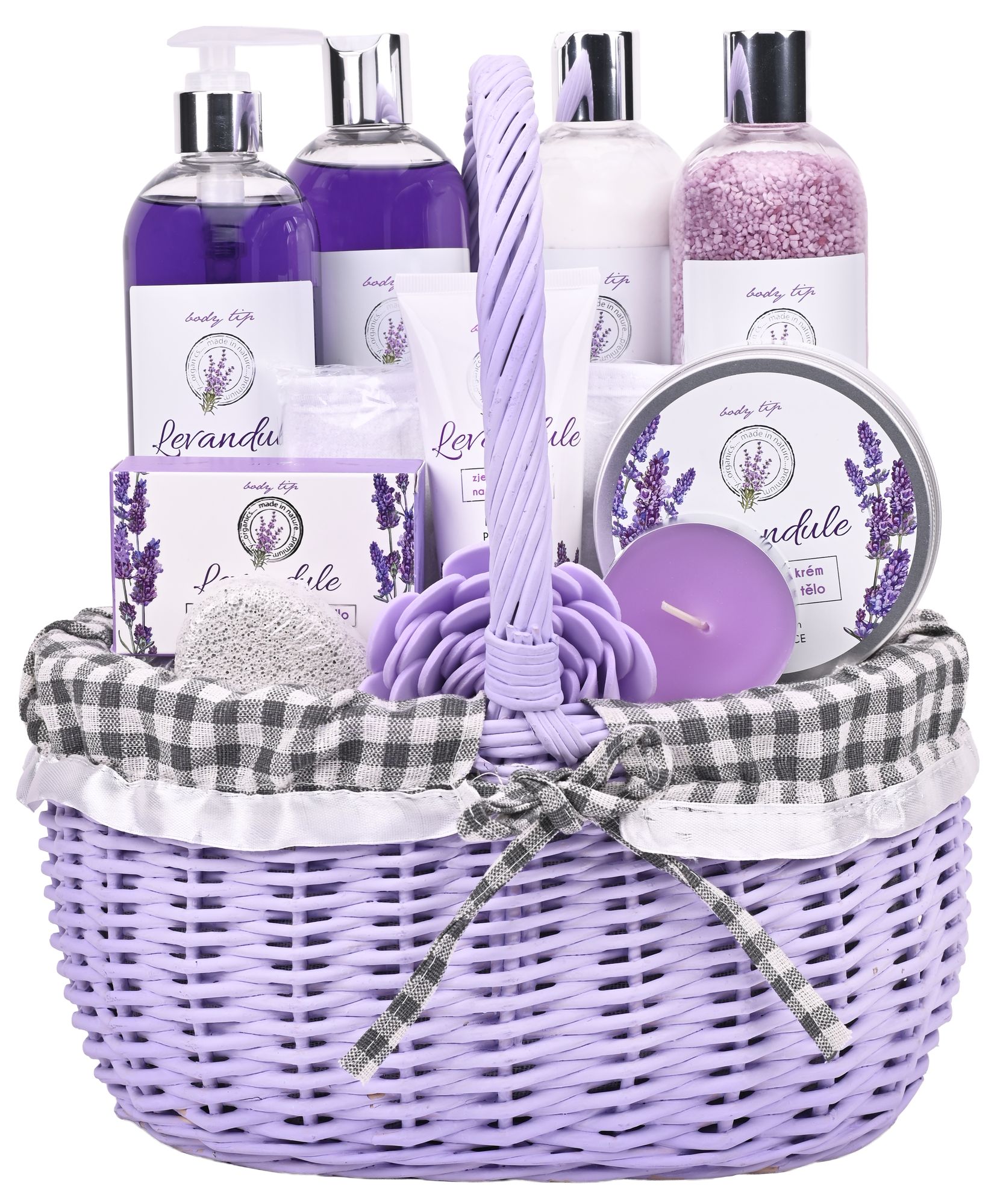 Velký dárkový koš kosmetiky s levandulovým olejem