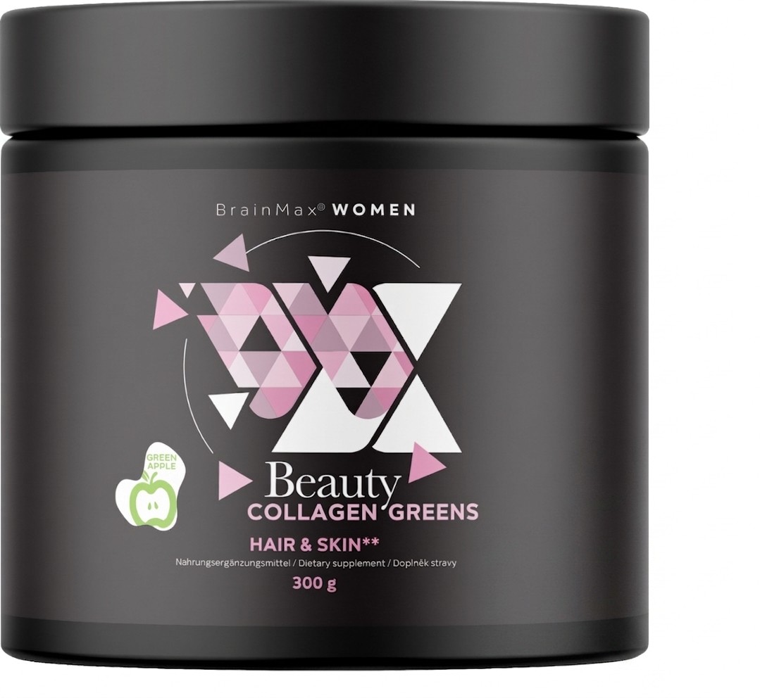 BrainMax Women Beauty Collagen Greens 300 g - zelené jablko