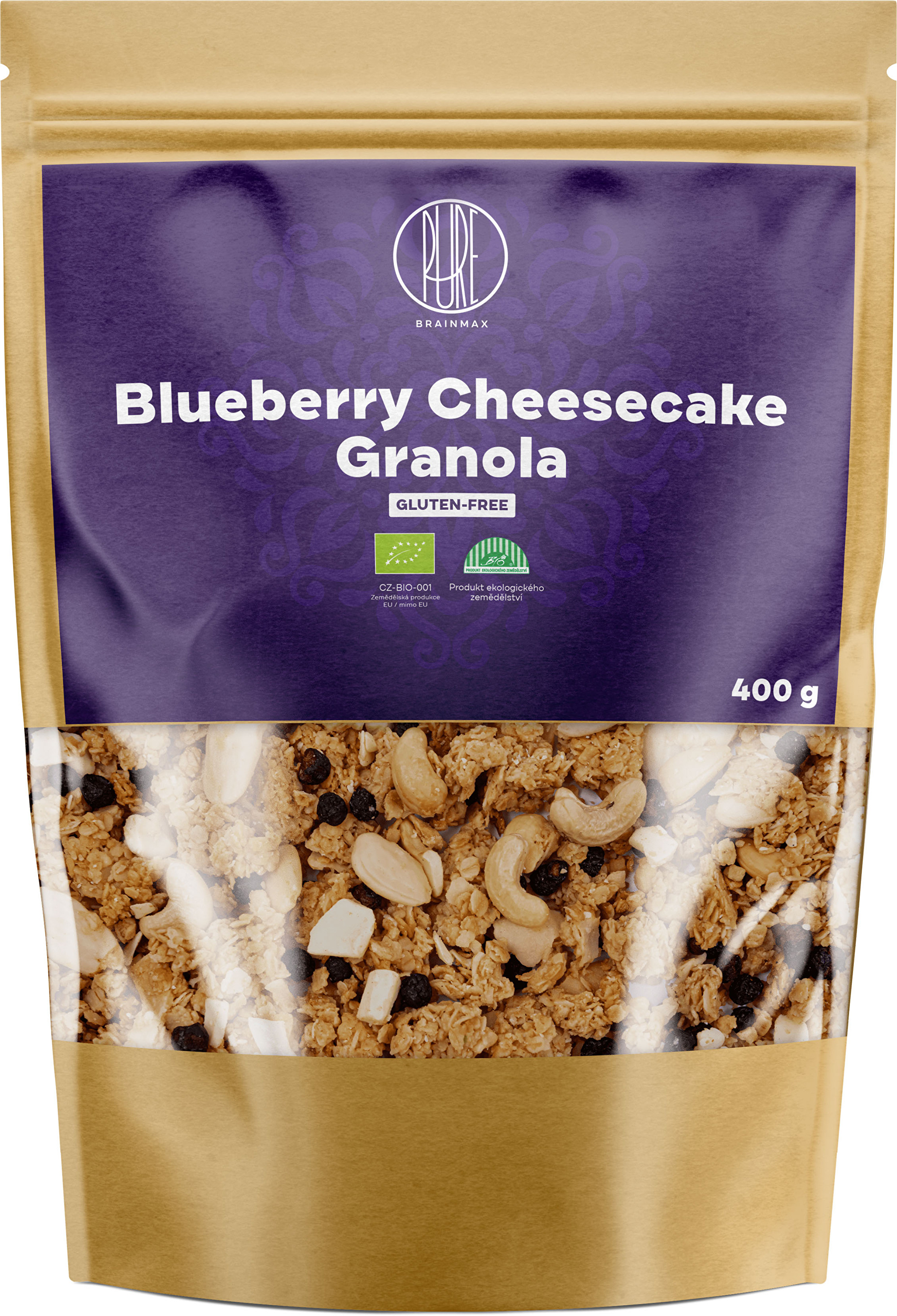Brainmax Pure Granola 400 g - Borůvkový Cheesecake