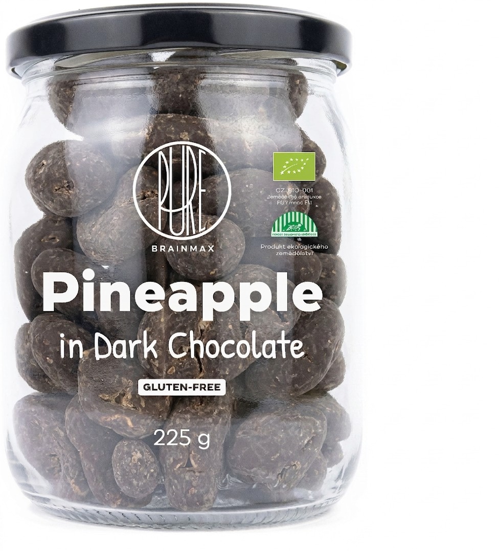 BrainMax Pure Lyofilizovaný ananas v hořké čokoládě BIO 225 g