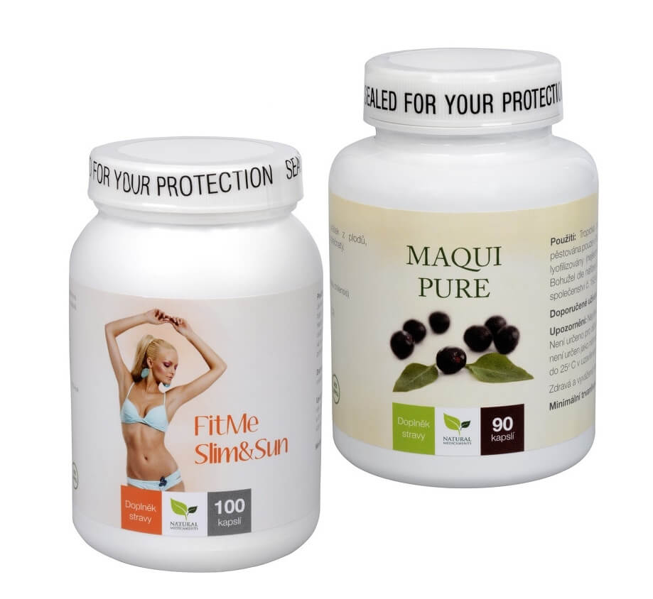 Zobrazit detail výrobku Doporučená kombinace produktů Na Sluneční ochranu - Maqui Pure + FitMe Slim&Sun